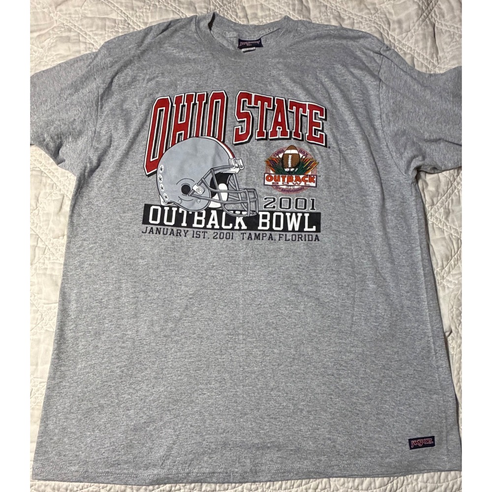 JanSport Ohio State T-Shirt Mens XXL Gray 2001 Outback Bowl Vintage Graphic Tee